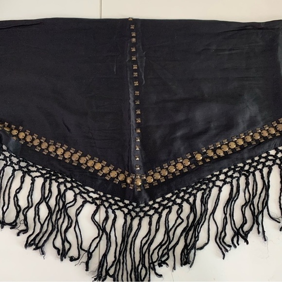 Nalini Black Silk Tie Around Top W/ Medal Embellishments One Size - Picture 11 of 14